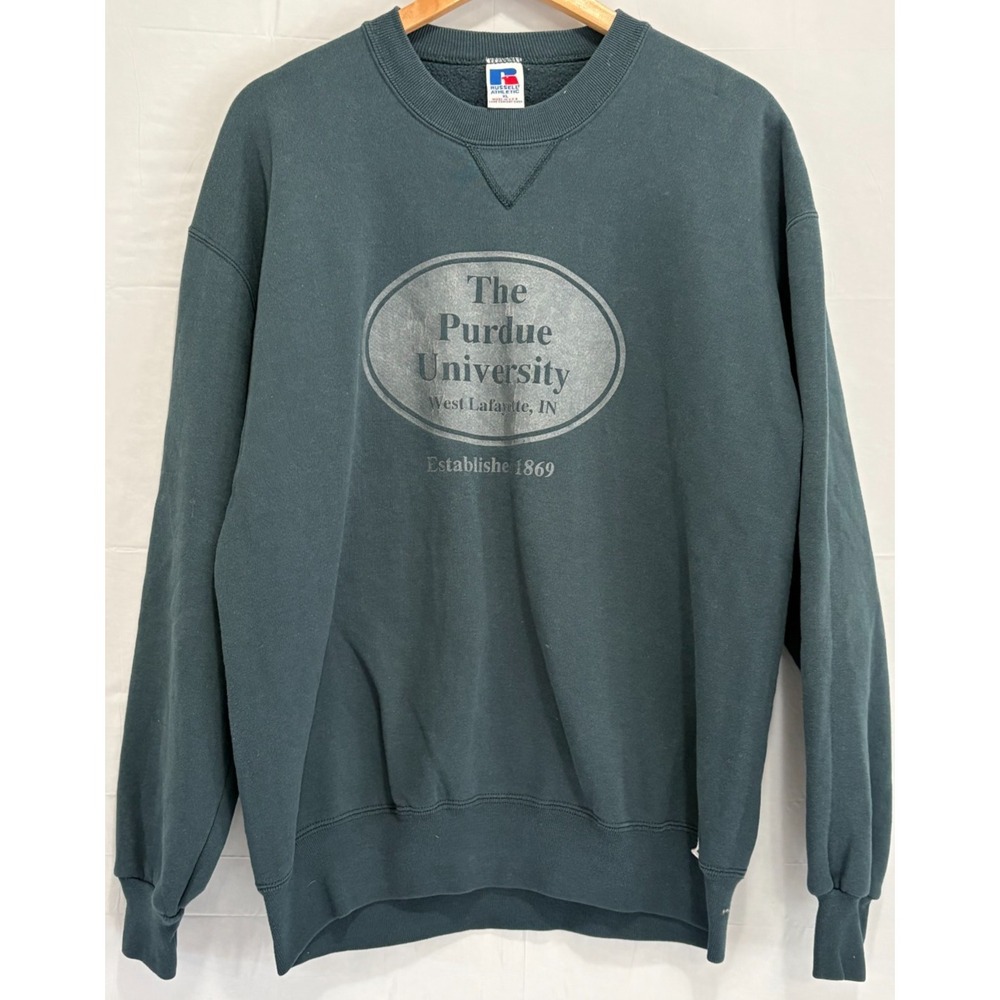 Purdue University Sweatshirt Mens Green XL USA Made Vintage 80s Russell Athletic